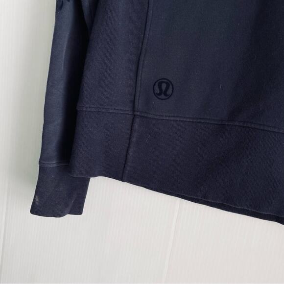 Lululemon floral flocked back zip pullover front pocket navy blue size 6 - Picture 5 of 11